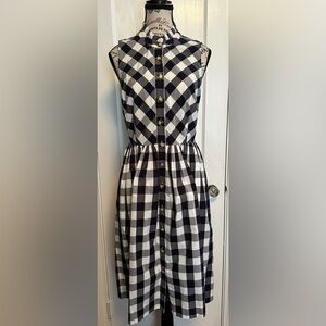 JCrew ruffled neck button down cotton checked dress